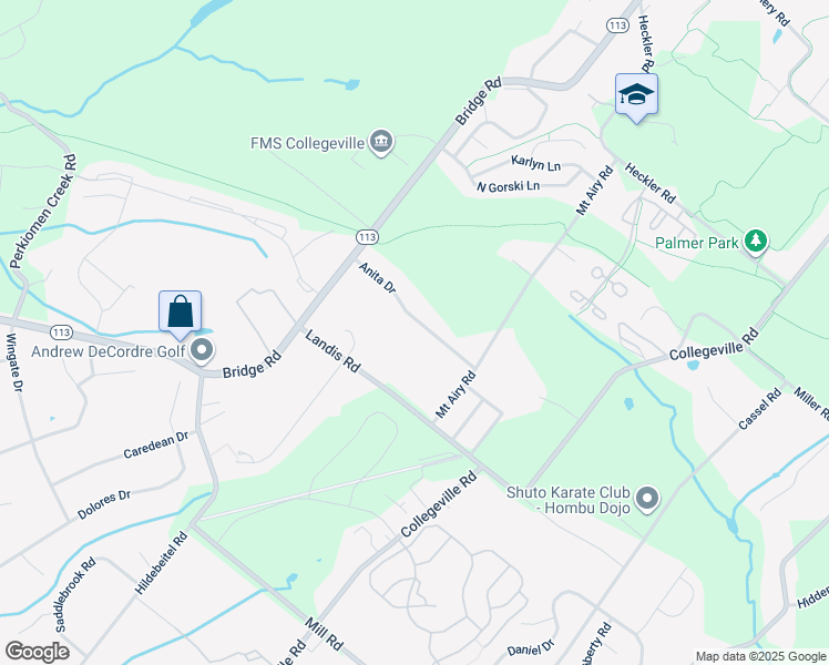 map of restaurants, bars, coffee shops, grocery stores, and more near 4228 Anita Drive in Collegeville