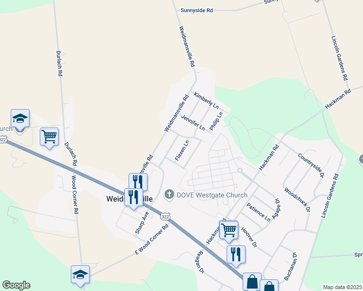 map of restaurants, bars, coffee shops, grocery stores, and more near 123 Queen Annes Way in Ephrata
