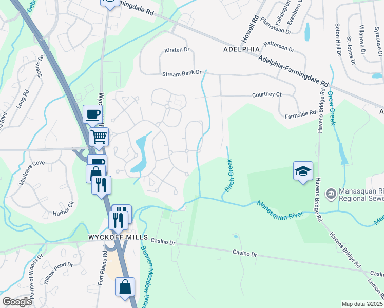map of restaurants, bars, coffee shops, grocery stores, and more near Corso Italia in Freehold