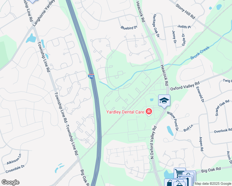 map of restaurants, bars, coffee shops, grocery stores, and more near 8903 Spruce Mill Drive in Yardley
