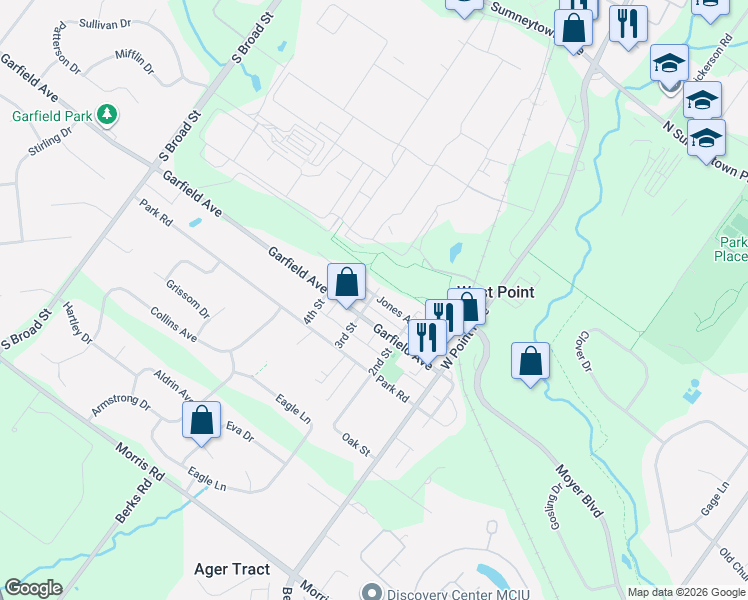 map of restaurants, bars, coffee shops, grocery stores, and more near 676 Jones Avenue in Lansdale