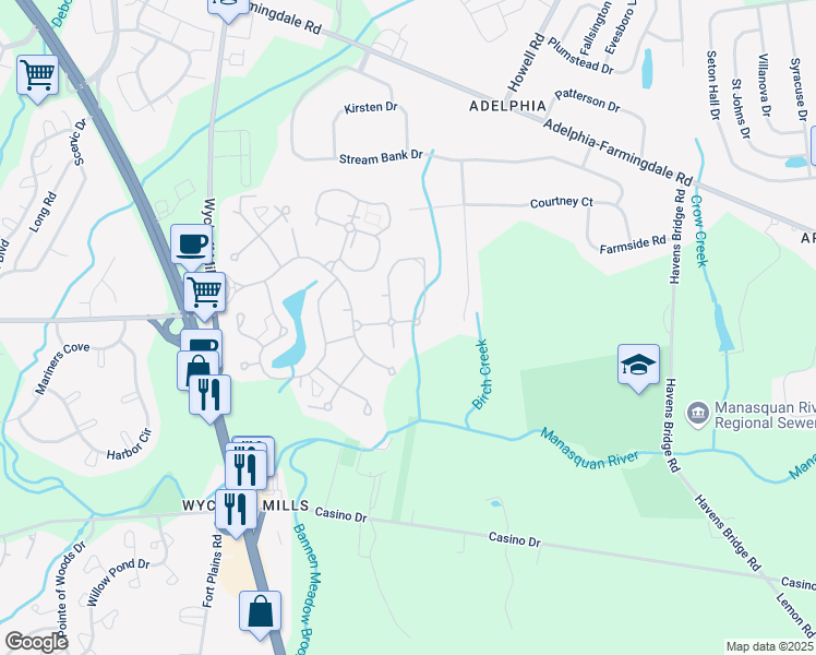 map of restaurants, bars, coffee shops, grocery stores, and more near Corso Italia in Freehold