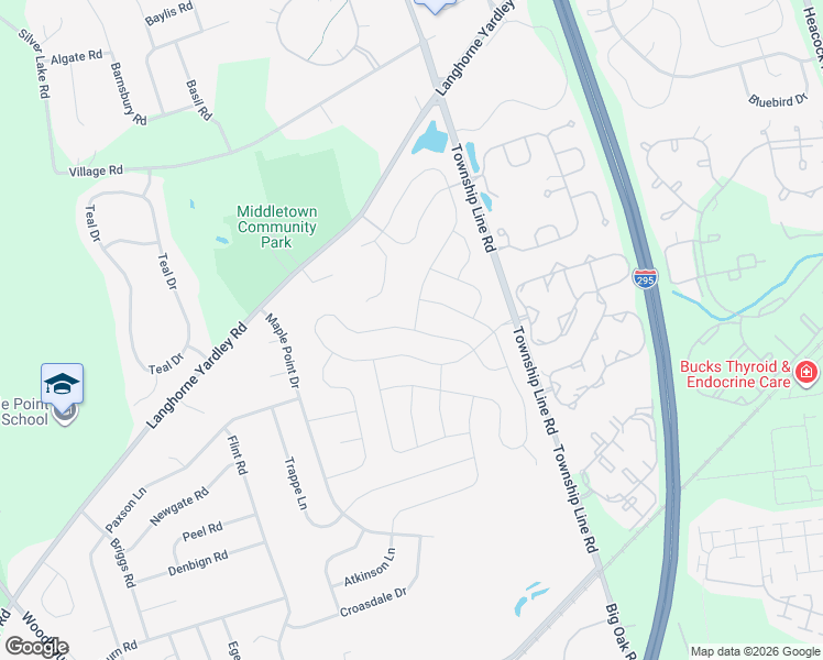 map of restaurants, bars, coffee shops, grocery stores, and more near 245 Norsam Drive in Langhorne