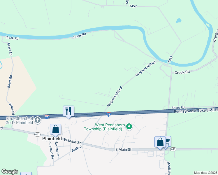 map of restaurants, bars, coffee shops, grocery stores, and more near 19 Burgners Mill Road in Carlisle