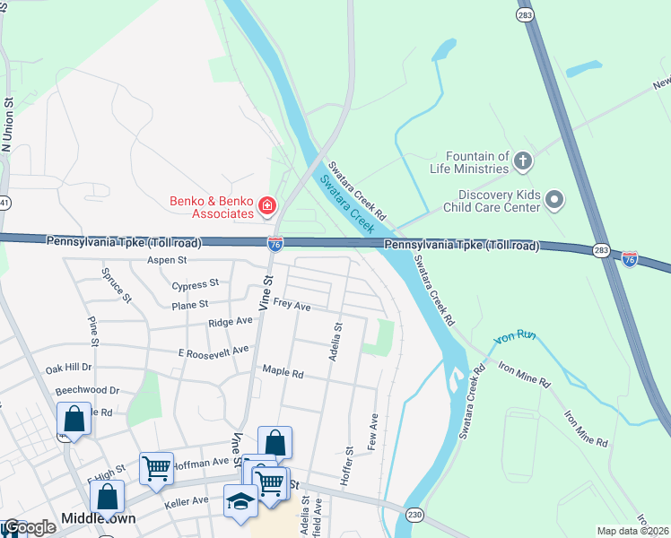 map of restaurants, bars, coffee shops, grocery stores, and more near 53 Caravan Court in Middletown