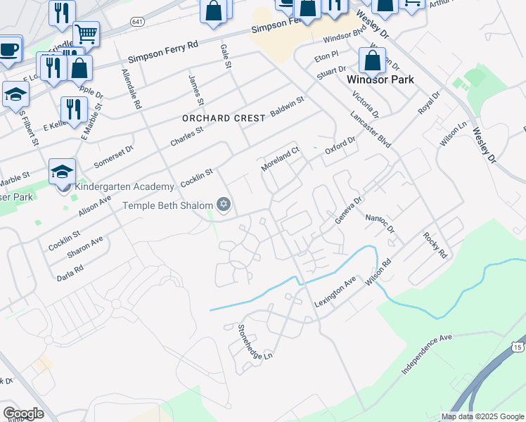 map of restaurants, bars, coffee shops, grocery stores, and more near 374 Melbourne Lane in Mechanicsburg