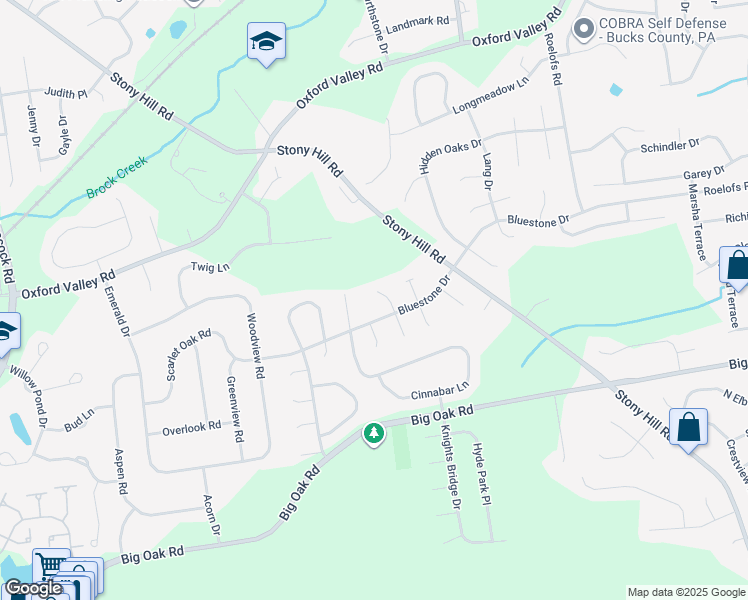 map of restaurants, bars, coffee shops, grocery stores, and more near 361 Flint Court in Yardley