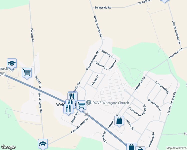 map of restaurants, bars, coffee shops, grocery stores, and more near 123 Queen Annes Way in Ephrata