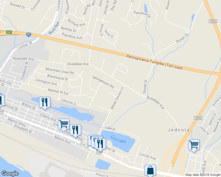 map of restaurants, bars, coffee shops, grocery stores, and more near 1207 Georgetown Road in Middletown