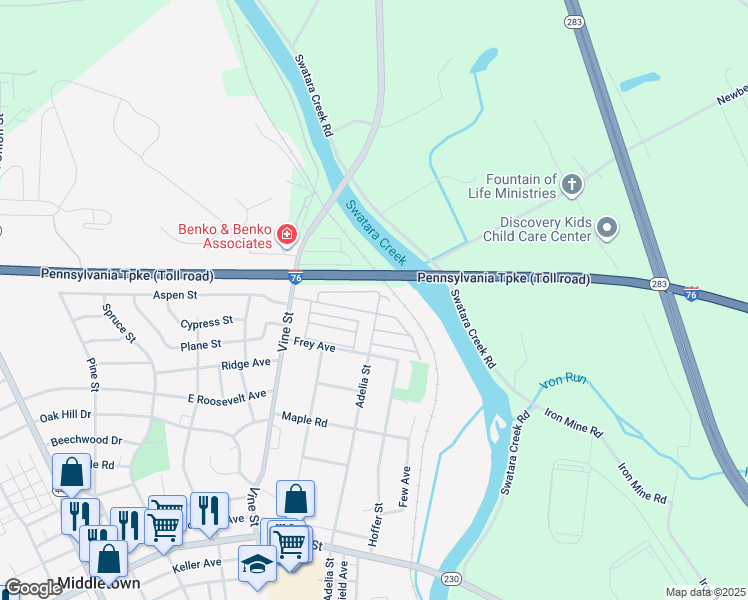 map of restaurants, bars, coffee shops, grocery stores, and more near 61 Caravan Court in Middletown