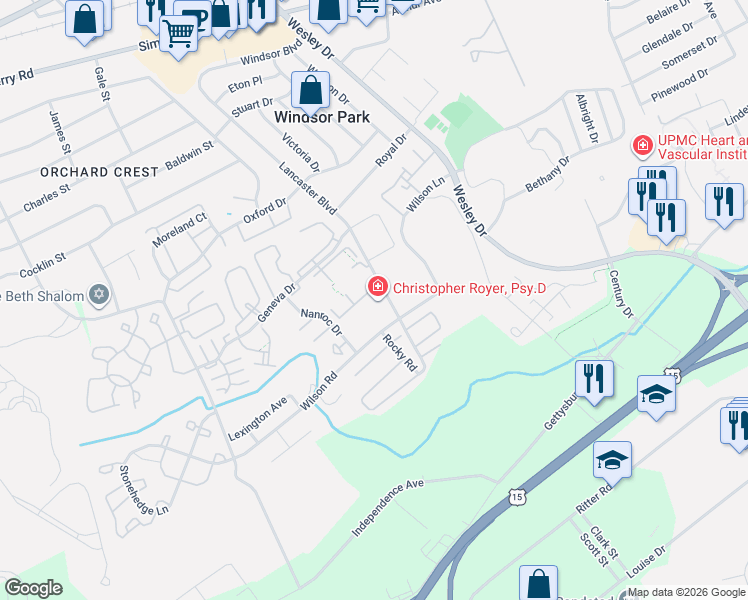 map of restaurants, bars, coffee shops, grocery stores, and more near 1150 Lancaster Boulevard in Mechanicsburg