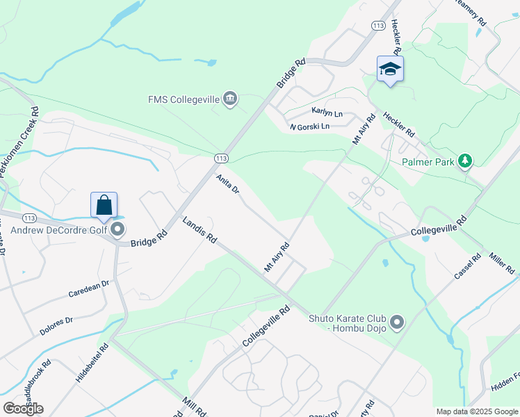 map of restaurants, bars, coffee shops, grocery stores, and more near 4229 Anita Drive in Collegeville