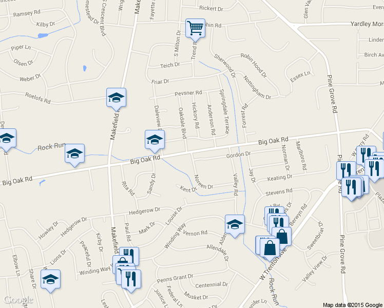 map of restaurants, bars, coffee shops, grocery stores, and more near 1 Noreen Drive in Morrisville