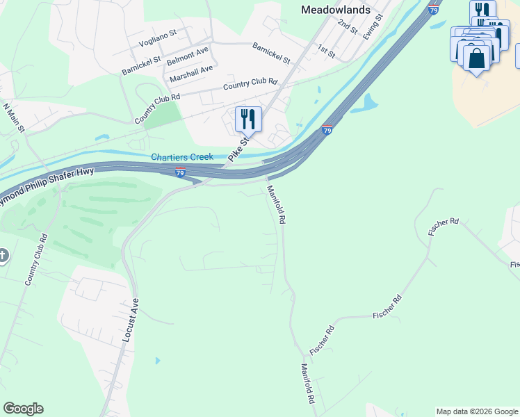 map of restaurants, bars, coffee shops, grocery stores, and more near 30 Panorama Drive in Washington