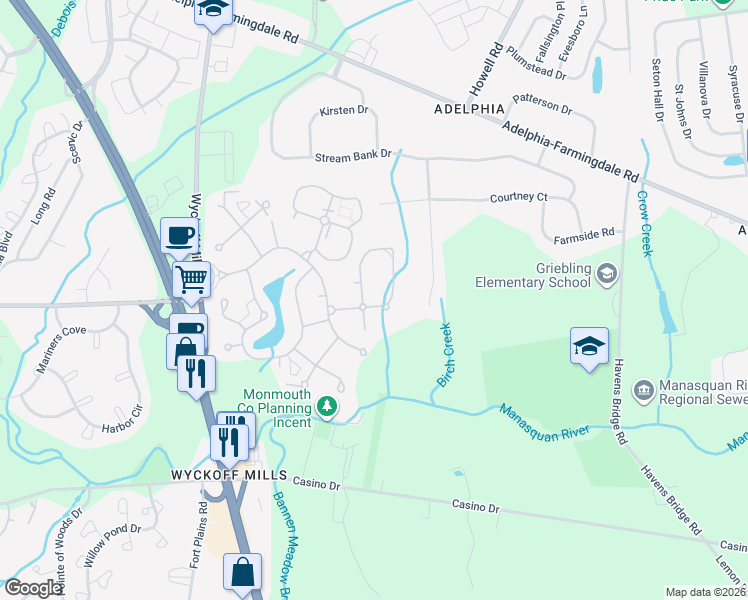 map of restaurants, bars, coffee shops, grocery stores, and more near Corso Italia in Freehold