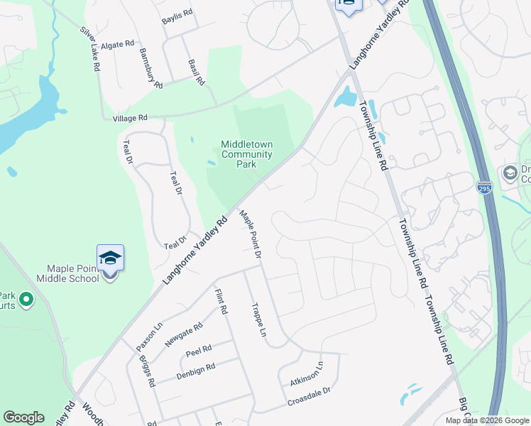 map of restaurants, bars, coffee shops, grocery stores, and more near 245 Norsam Drive in Langhorne