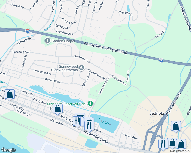 map of restaurants, bars, coffee shops, grocery stores, and more near 1201 Georgetown Road in Middletown