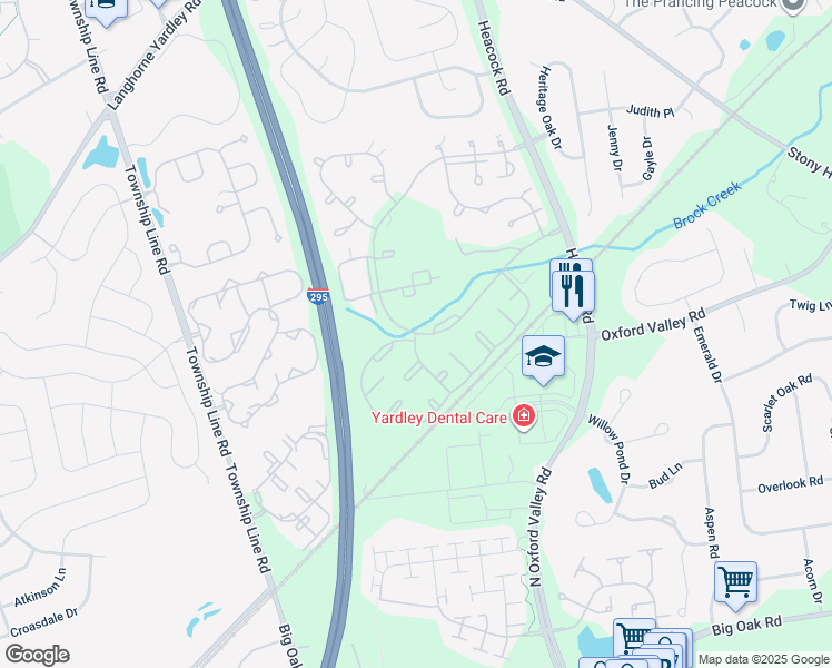 map of restaurants, bars, coffee shops, grocery stores, and more near 1901 Covington Road in Yardley