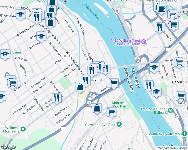 map of restaurants, bars, coffee shops, grocery stores, and more near in Morrisville