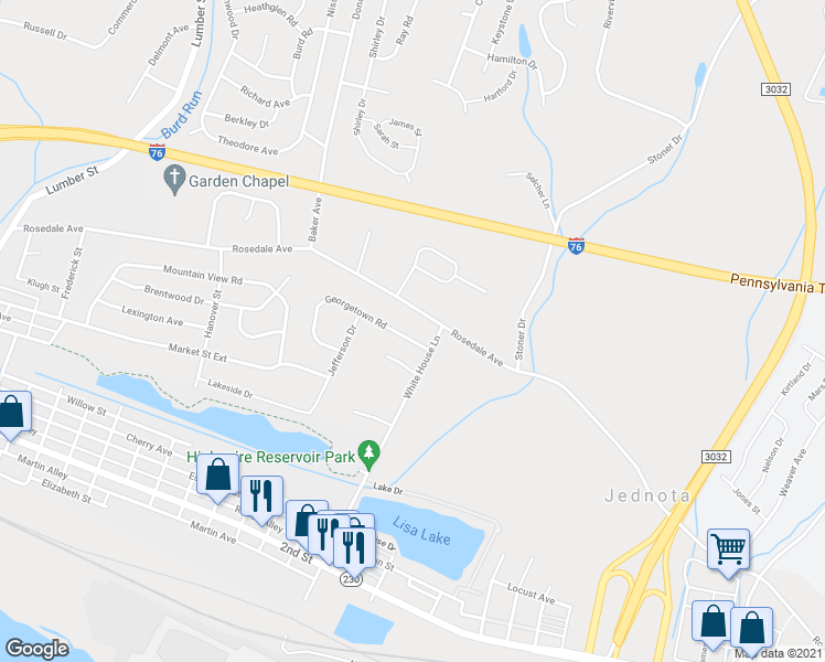 map of restaurants, bars, coffee shops, grocery stores, and more near 1102 Georgetown Road in Middletown