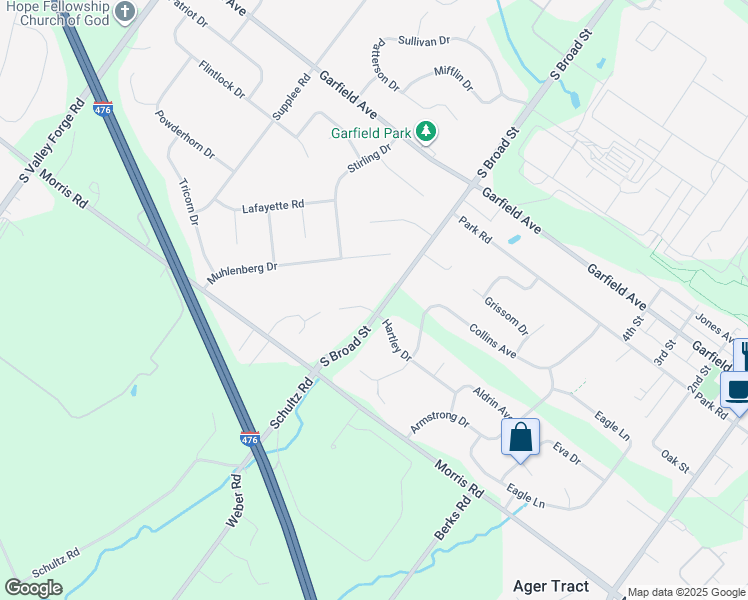 map of restaurants, bars, coffee shops, grocery stores, and more near 801 Hartley Place in Lansdale