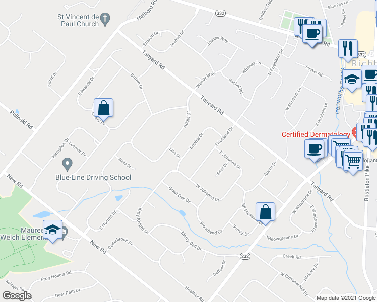 map of restaurants, bars, coffee shops, grocery stores, and more near 35 Sophia Drive in Southampton