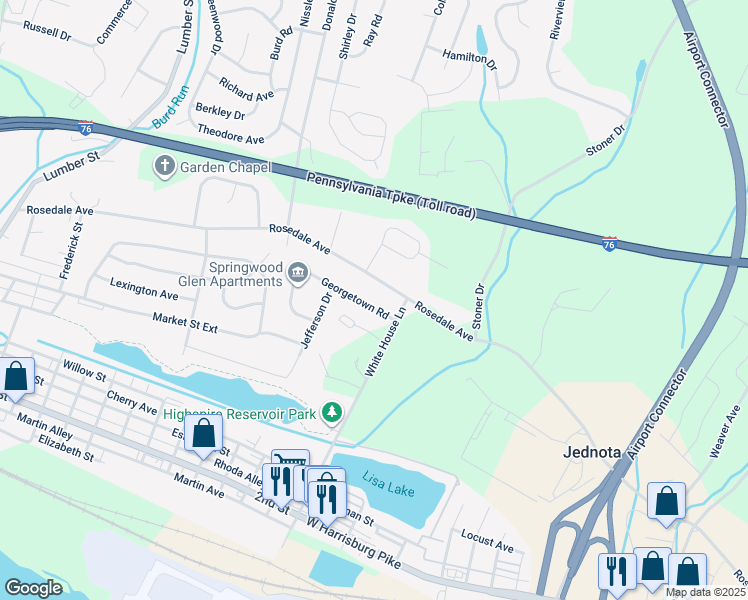 map of restaurants, bars, coffee shops, grocery stores, and more near 1110 Georgetown Road in Middletown