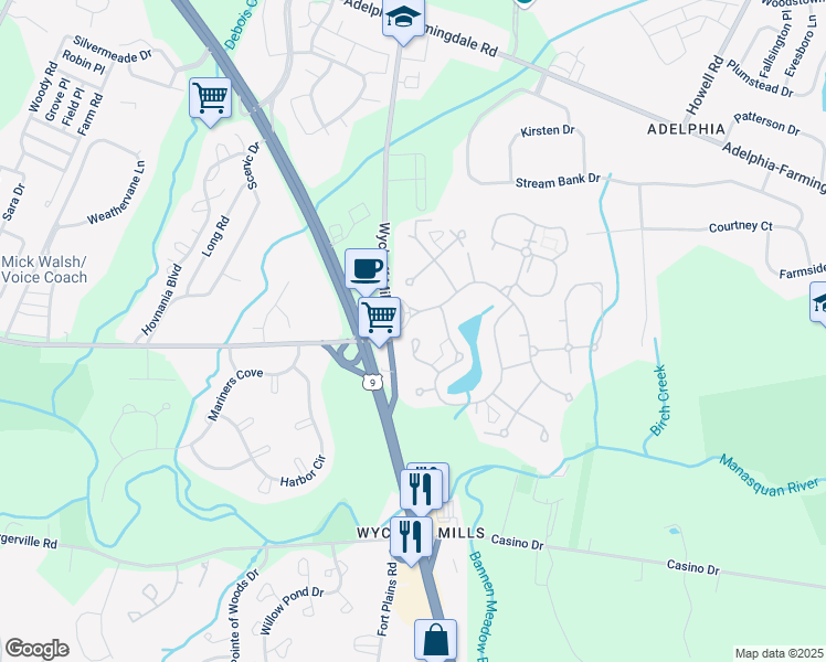 map of restaurants, bars, coffee shops, grocery stores, and more near 156B Rue de Saint Germaine in Freehold
