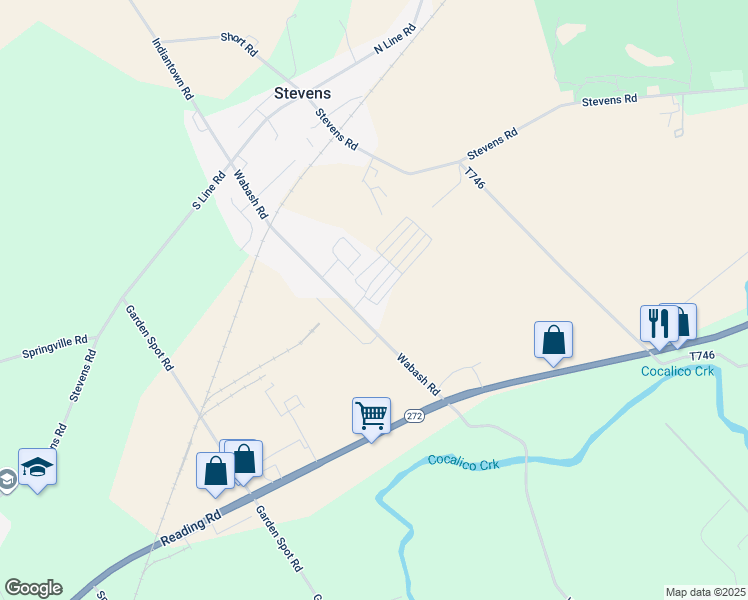 map of restaurants, bars, coffee shops, grocery stores, and more near 1 Coastal Avenue in Ephrata