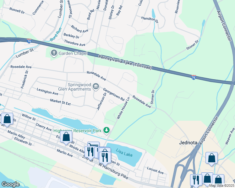 map of restaurants, bars, coffee shops, grocery stores, and more near 1204 Georgetown Road in Middletown