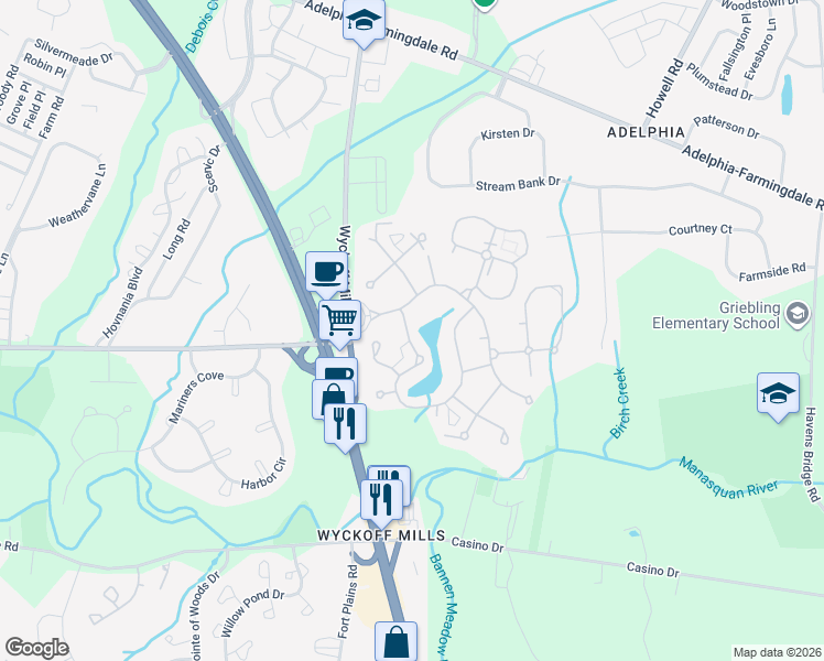 map of restaurants, bars, coffee shops, grocery stores, and more near 162C Cours De Lorraine in Freehold