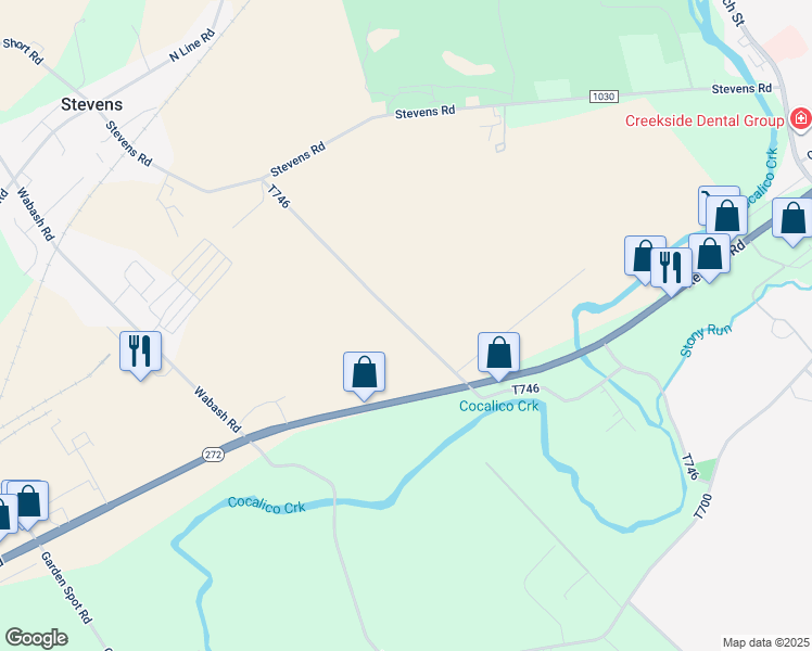 map of restaurants, bars, coffee shops, grocery stores, and more near 298 Pfautz Hill Road in Stevens