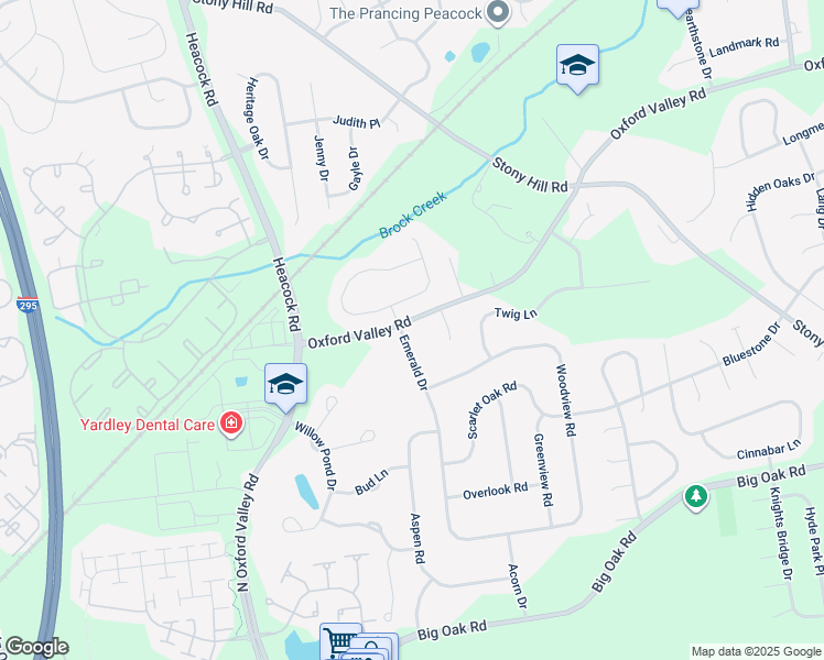 map of restaurants, bars, coffee shops, grocery stores, and more near 378 Emerald Drive in Yardley