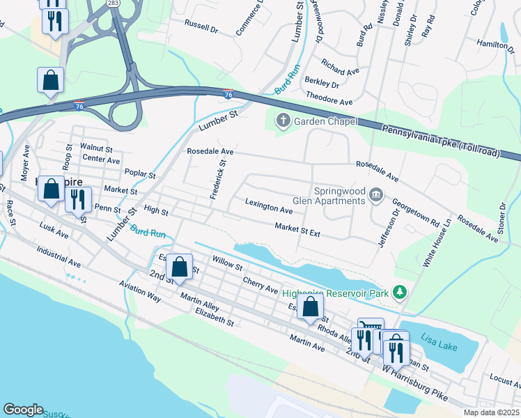 map of restaurants, bars, coffee shops, grocery stores, and more near 2064 Lexington Avenue in Middletown