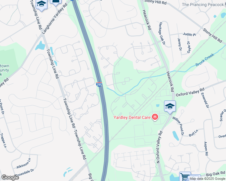 map of restaurants, bars, coffee shops, grocery stores, and more near 2903 Brookhaven Drive in Yardley