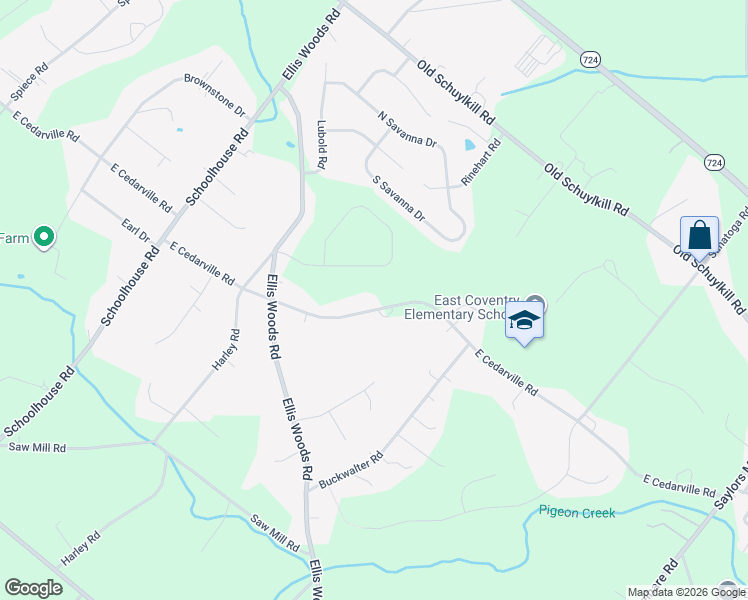 map of restaurants, bars, coffee shops, grocery stores, and more near 2275 East Cedarville Road in Pottstown