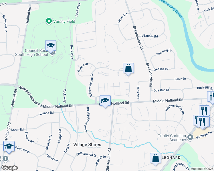 map of restaurants, bars, coffee shops, grocery stores, and more near 170 Madison Court in Holland