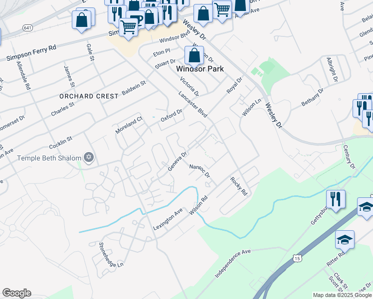 map of restaurants, bars, coffee shops, grocery stores, and more near 609 Geneva Drive in Mechanicsburg