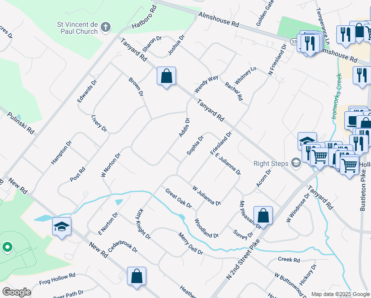 map of restaurants, bars, coffee shops, grocery stores, and more near 78 Sophia Drive in Southampton