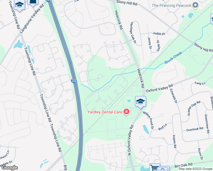 map of restaurants, bars, coffee shops, grocery stores, and more near 1901 Covington Road in Yardley