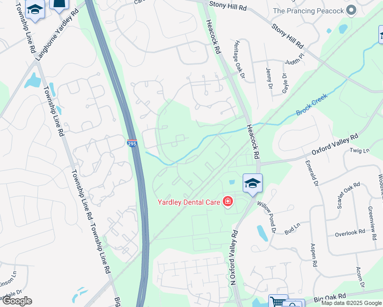 map of restaurants, bars, coffee shops, grocery stores, and more near 1902 Covington Road in Yardley