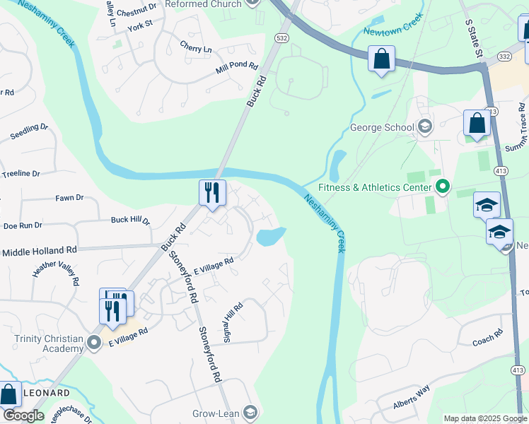 map of restaurants, bars, coffee shops, grocery stores, and more near 2112A Sturbridge Commons Drive in Bucks County
