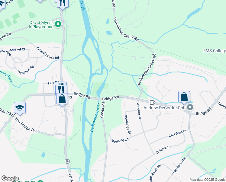 map of restaurants, bars, coffee shops, grocery stores, and more near 4305 Gypsy Lane in Collegeville
