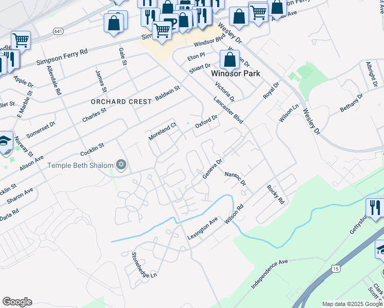 map of restaurants, bars, coffee shops, grocery stores, and more near 555 Brighton Place in Mechanicsburg