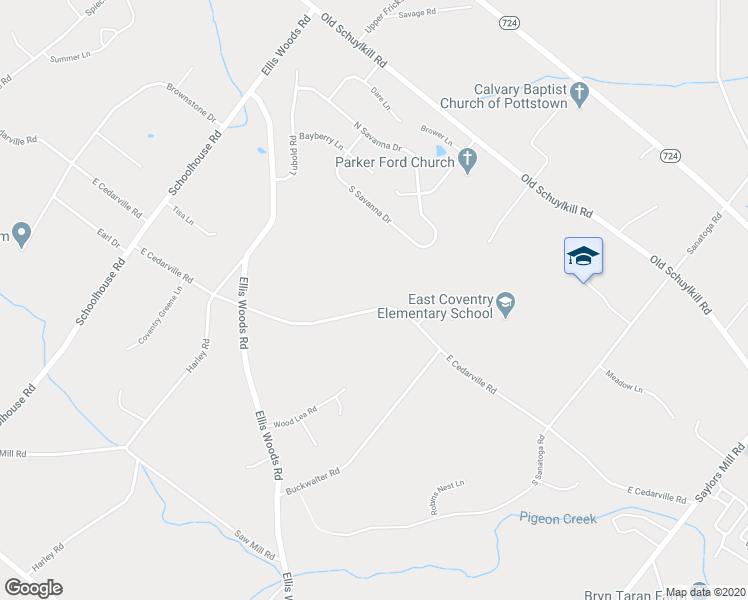 map of restaurants, bars, coffee shops, grocery stores, and more near 2323 East Cedarville Road in Pottstown