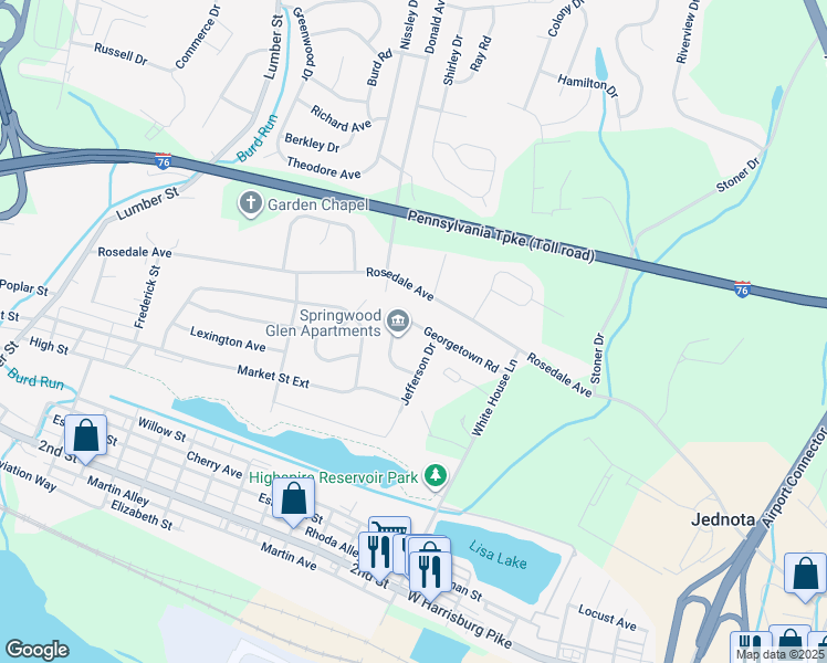 map of restaurants, bars, coffee shops, grocery stores, and more near 1607 Georgetown Road in Middletown