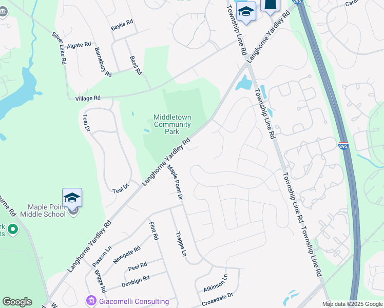 map of restaurants, bars, coffee shops, grocery stores, and more near 4 Walnut Way in Langhorne