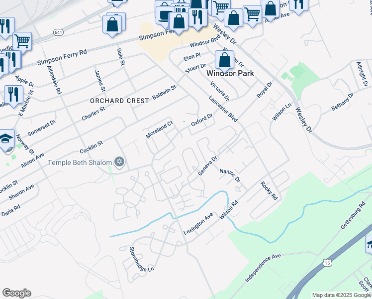 map of restaurants, bars, coffee shops, grocery stores, and more near 512 Brighton Place in Mechanicsburg