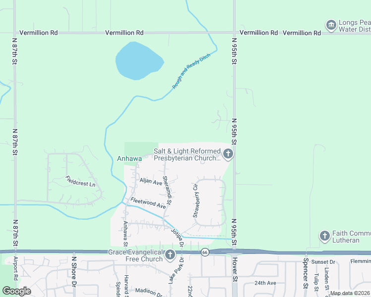 map of restaurants, bars, coffee shops, grocery stores, and more near 9345 Anhawa Avenue in Longmont