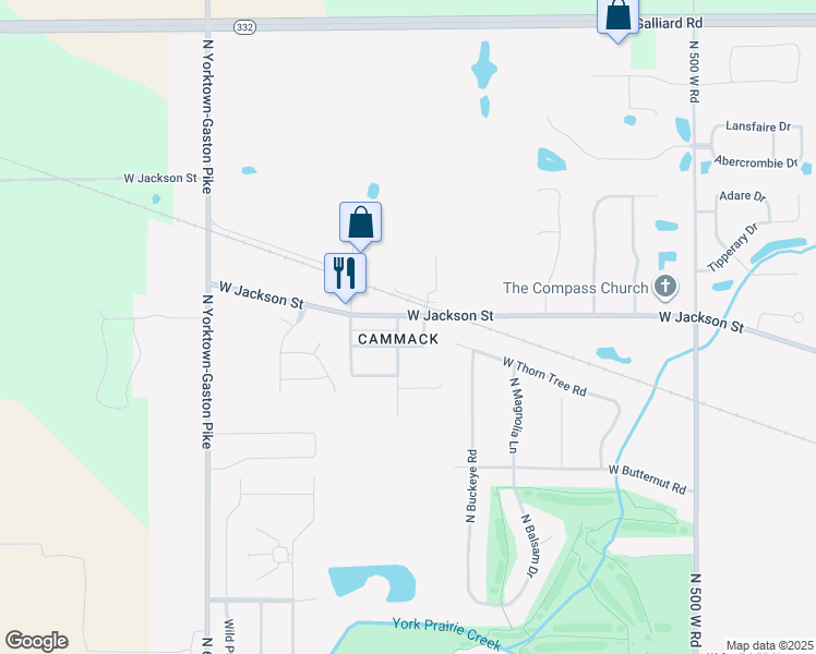 map of restaurants, bars, coffee shops, grocery stores, and more near 9100 West Jackson Street in Muncie
